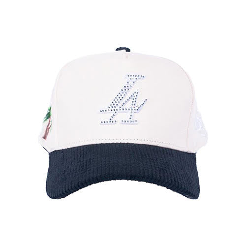 REFERENCE PARADISE LA CRYSTALS SNAPBACK CAP CREAM/BLACK CORDUROY