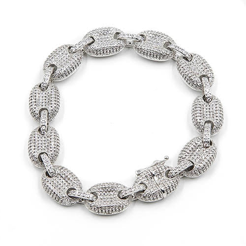 GOLDEN GILT Studded Goochi Link Bracelet - Silver
