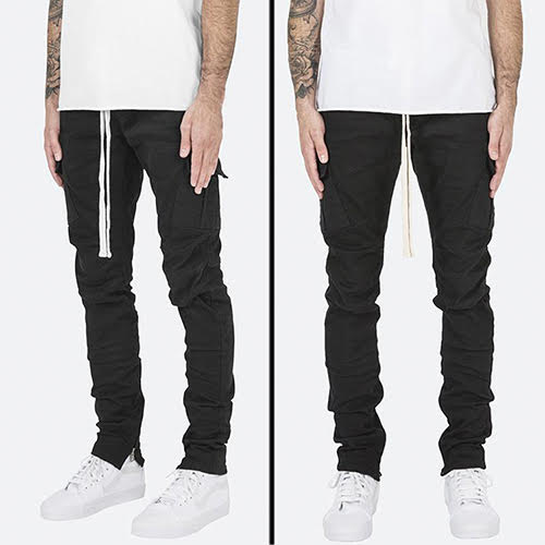 mnml CARGO DRAWCORD PANTS - BLACK