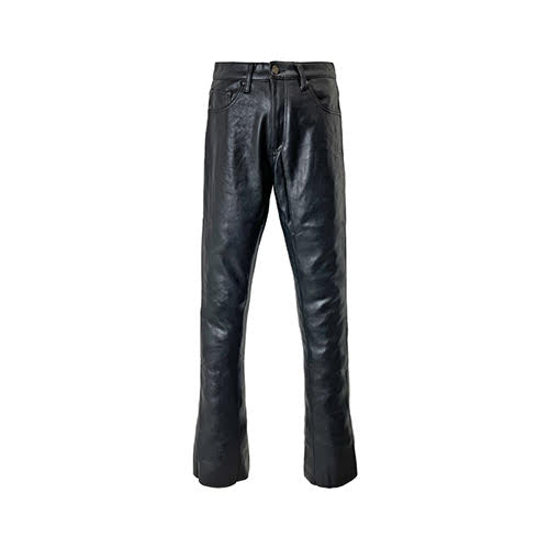 mnml B169 LEATHER FLARE DENIM - BLACK
