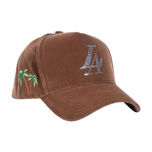 REFERENCE PARADISE LA CRYSTALS SNAPBACK CAP BROWN VELOUR