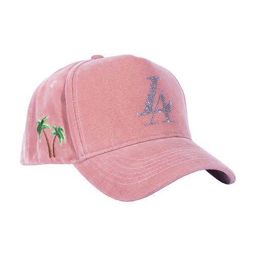 REFERENCE PARADISE LA CRYSTALS SNAPBACK CAP PINK VELOUR