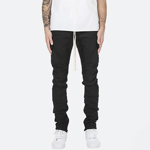 mnml CARGO DRAWCORD PANTS - BLACK