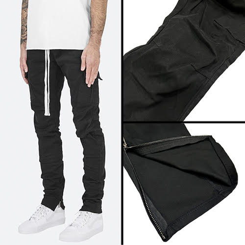 mnml CARGO DRAWCORD PANTS - BLACK