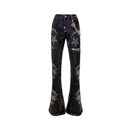GUAPI OBSIDIAN BLACK CALLIGRAPHY DENIM