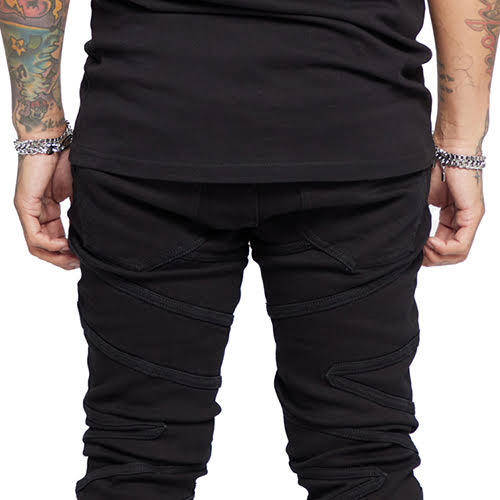 VALABASAS CASSIUS BLACK STACKED FLARE JEAN