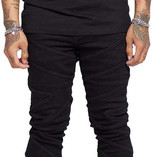VALABASAS CASSIUS BLACK STACKED FLARE JEAN