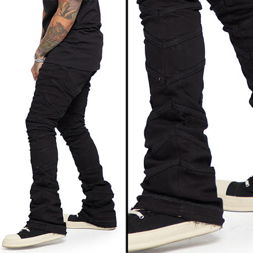 VALABASAS CASSIUS BLACK STACKED FLARE JEAN