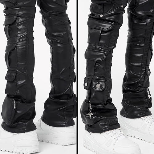 GUAPI OBSIDIAN BLACK CARGO LEATHER PANT
