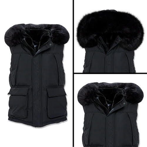 JORDAN CRAIG YUKON FUR LINED PUFFER VEST BLACK