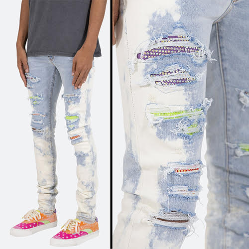 mnml X409 RHINESTONE SKINNY DENIM - BLUE