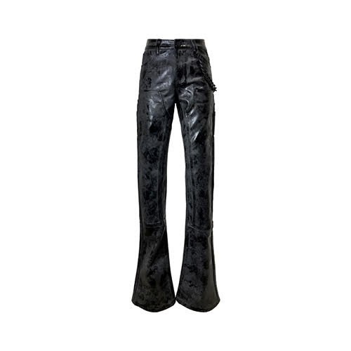 GUAPI JET BLACK LEATHER CARPENTER DENIM