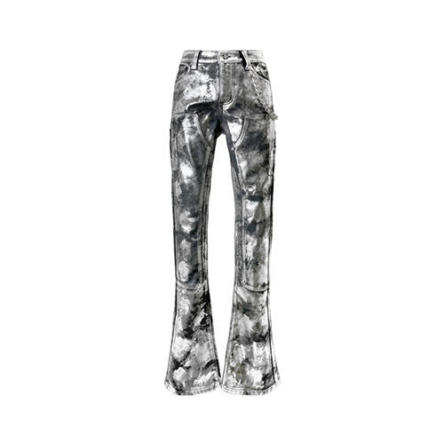 GUAPI SILVER LEATHER CARPENTER PANTS