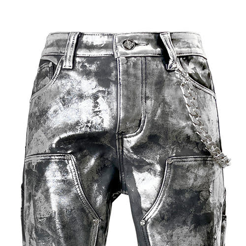 GUAPI SILVER LEATHER CARPENTER PANTS