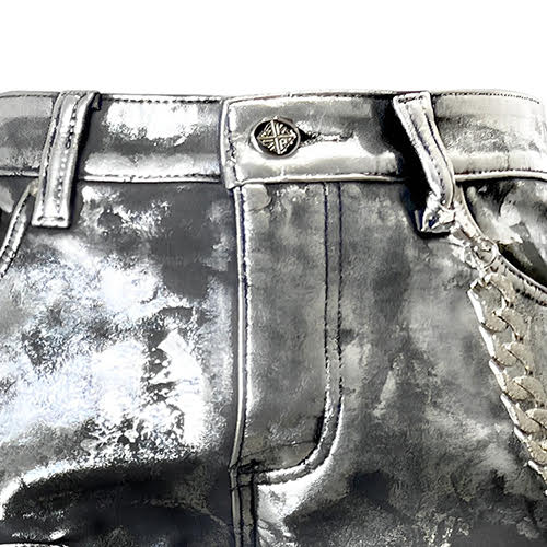 GUAPI SILVER LEATHER CARPENTER PANTS