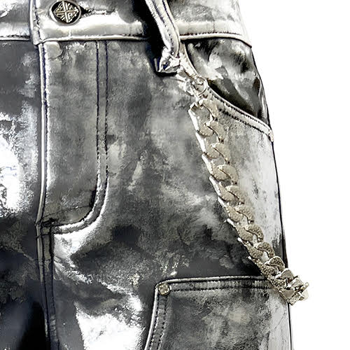 GUAPI SILVER LEATHER CARPENTER PANTS
