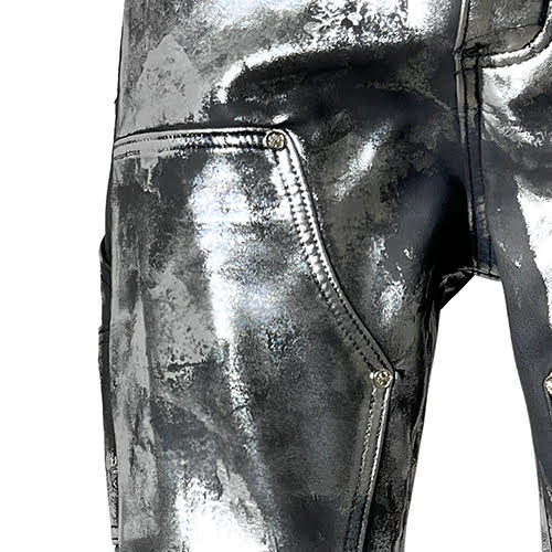 GUAPI SILVER LEATHER CARPENTER PANTS