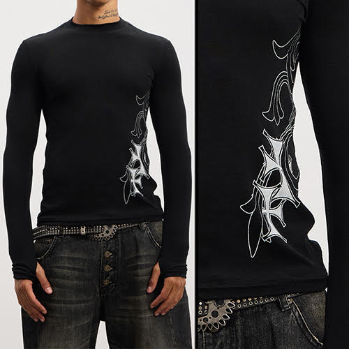 DND4DES HONEYSUCKLE PATTERN CROSS WOOL LONG SLEEVE