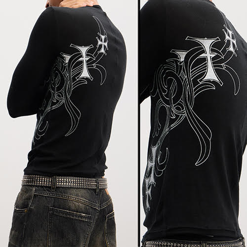 DND4DES HONEYSUCKLE PATTERN CROSS WOOL LONG SLEEVE