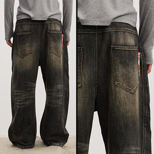 DND4DES LONG BREASTED WASHED DENIM BLACK