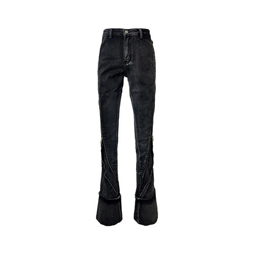 GUAPI IRON GREY STACKED ZIPPER DENIM