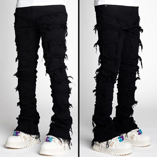 GUAPI OBSIDIAN BLACK BLOOD DIAMOND STACKED DENIM