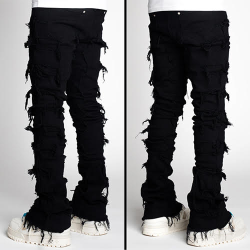 GUAPI OBSIDIAN BLACK BLOOD DIAMOND STACKED DENIM