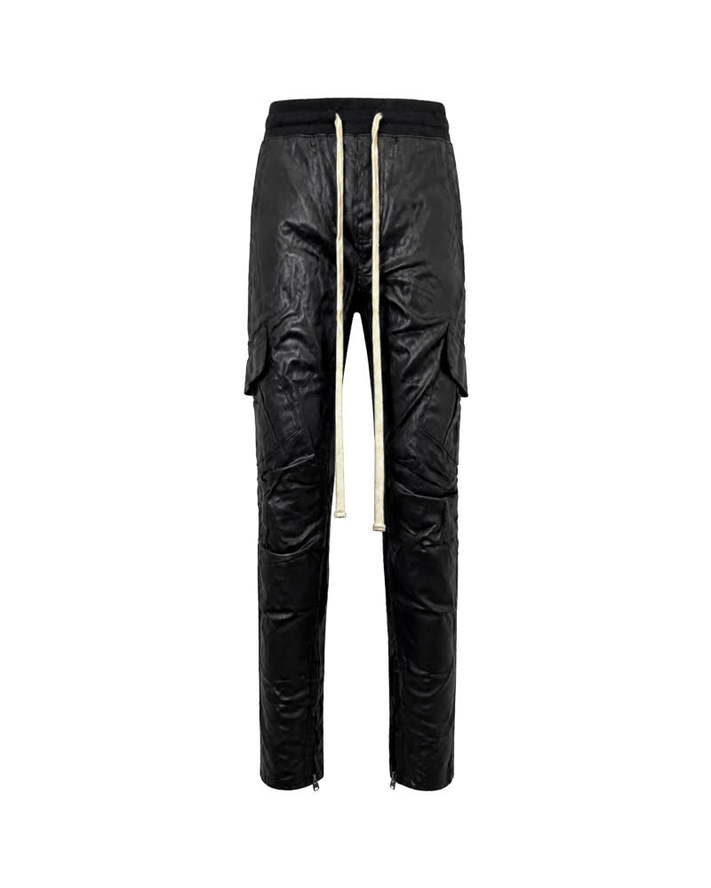 mnml CARGO DRAWCORD PANTS - WAXED BLACK