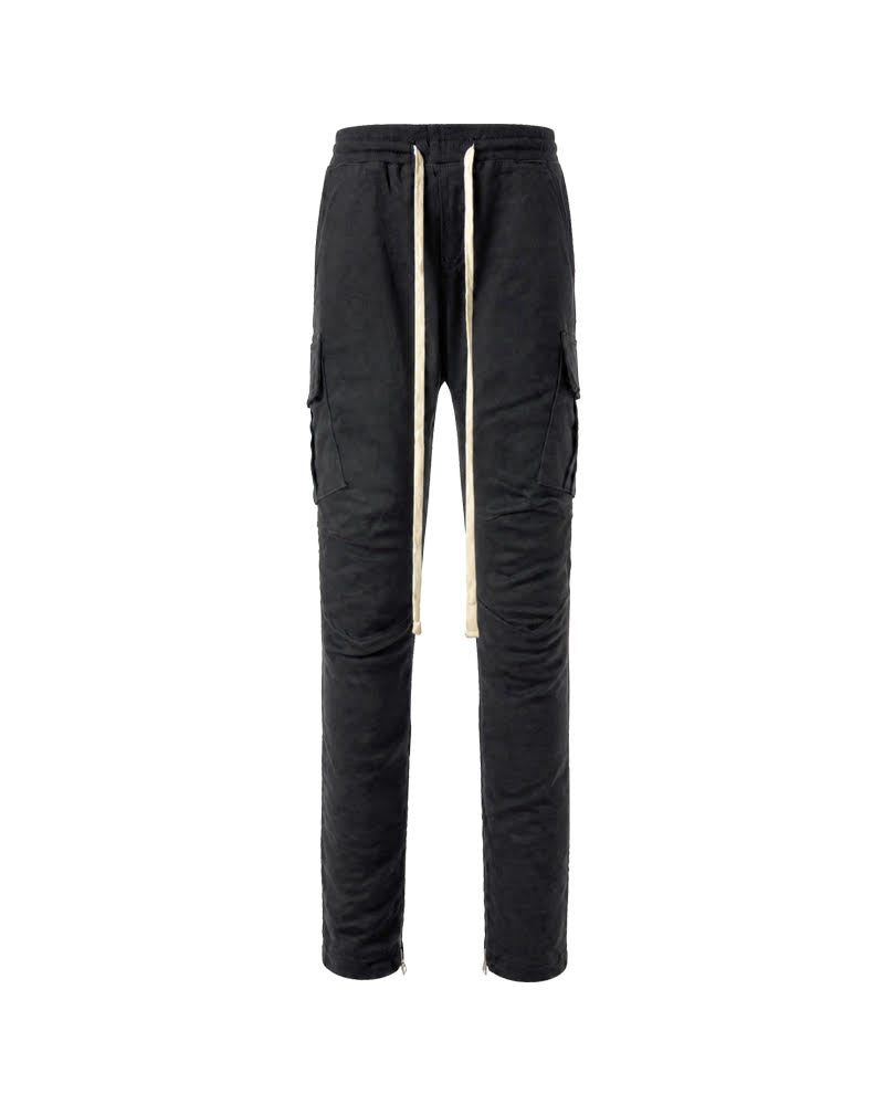mnml CARGO DRAWCORD PANTS - BLACK