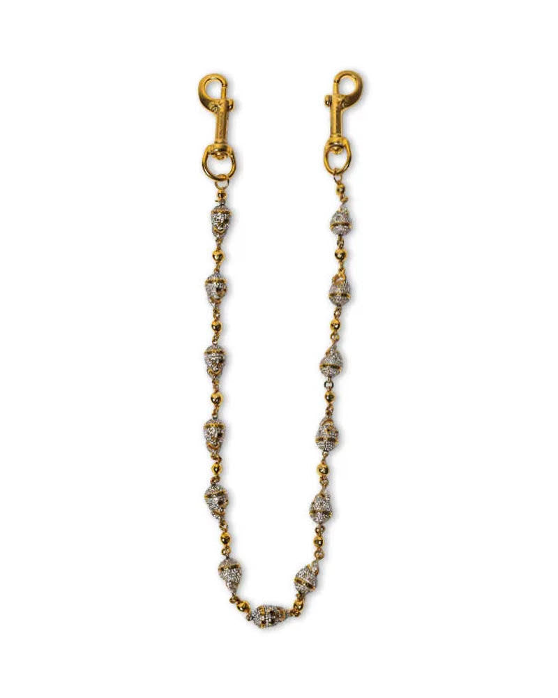 Starchain World GOLD SKULL WALLET CHAIN - WHITE STONES