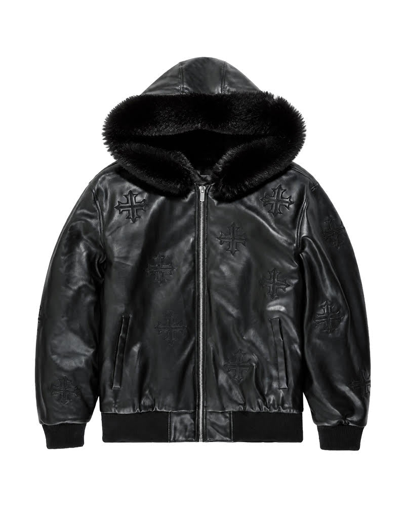 JORDAN CRAIG SEE YOU IN PARADISE INFERNO FULL ZIP BOMBER JACKET BLACK