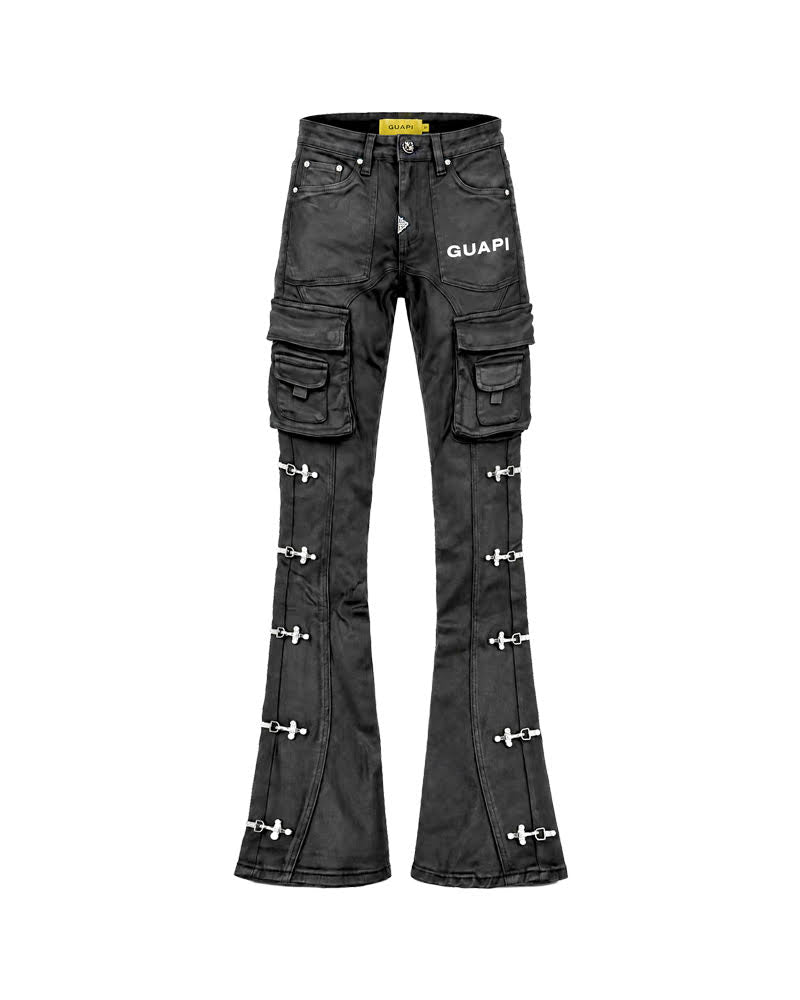 GUAPI OBSIDIAN BLACK WAXED CARGO DENIM