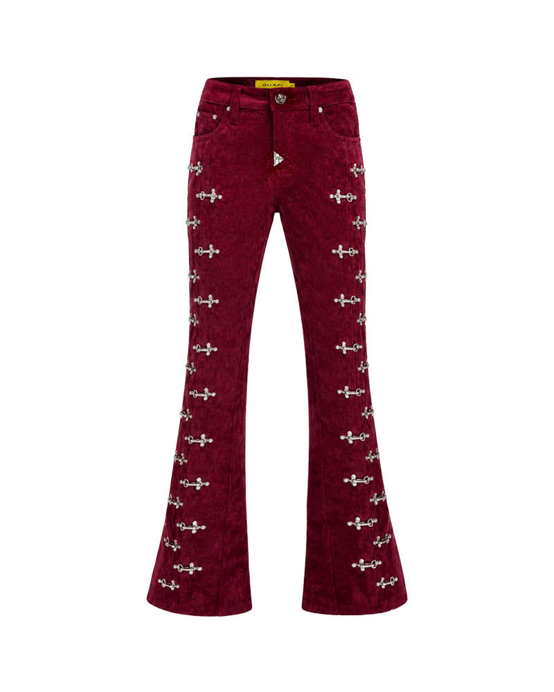 GUAPI RED VELVET AVIATION CLASP PANT