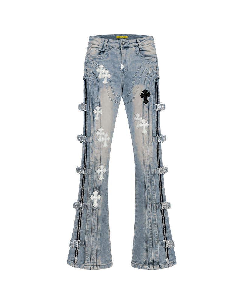 GUAPI VINTAGE BLUE CROSS BUCKLE DENIM