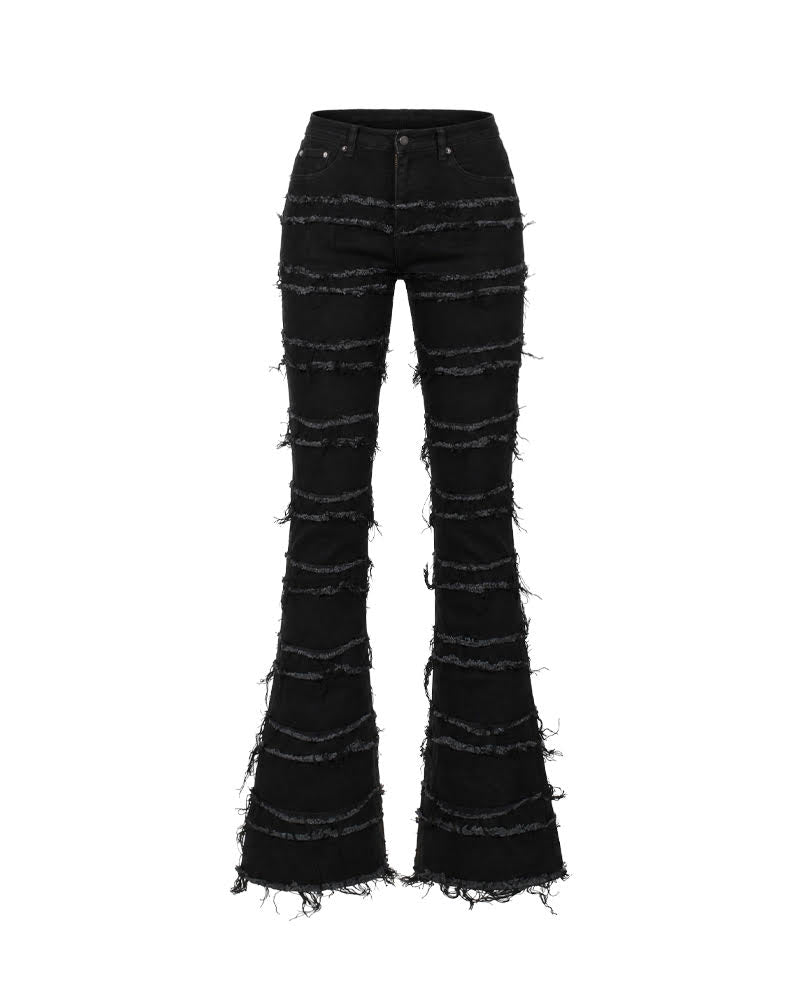 mnml X597 PANELED SKINNY STACKED DENIM - BLACK