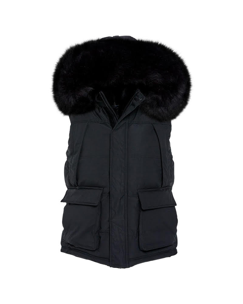 JORDAN CRAIG YUKON FUR LINED PUFFER VEST BLACK