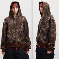 DND4DES CARTOON RHINESTONE LEOPARD ZIP-UP HOODIE