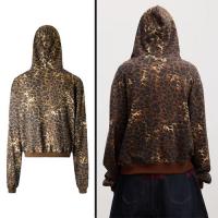 DND4DES CARTOON RHINESTONE LEOPARD ZIP-UP HOODIE