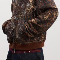 DND4DES CARTOON RHINESTONE LEOPARD ZIP-UP HOODIE