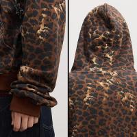 DND4DES CARTOON RHINESTONE LEOPARD ZIP-UP HOODIE