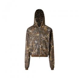 DND4DES CARTOON RHINESTONE LEOPARD ZIP-UP HOODIE