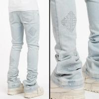 GUAPI AQUA BLUE ICON EMBELLISHED DENIM