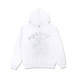 SP5DER WHITE RHINESTONE HOODIE