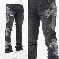 GUAPI VINTAGE BLACK DISTRESSED CROSS DENIM