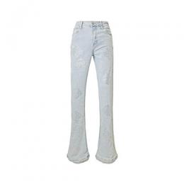 GUAPI AQUA BLUE ICON EMBELLISHED DENIM