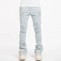 GUAPI AQUA BLUE ICON EMBELLISHED DENIM