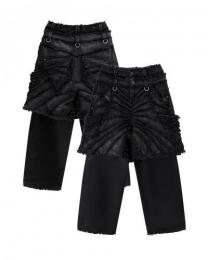 ThoughtWeFriends ATTACHED DETACHABLE WAXED DISTRESSED DENIMS