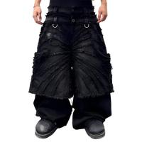 ThoughtWeFriends ATTACHED DETACHABLE WAXED DISTRESSED DENIMS