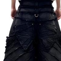 ThoughtWeFriends ATTACHED DETACHABLE WAXED DISTRESSED DENIMS