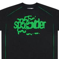 SP5DER BLACK CONTRAST STITCH SLUB TEE